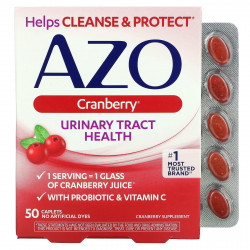 Azo, Здоровье мочевыводящих путей, клюква, 50 капсуловидных таблеток