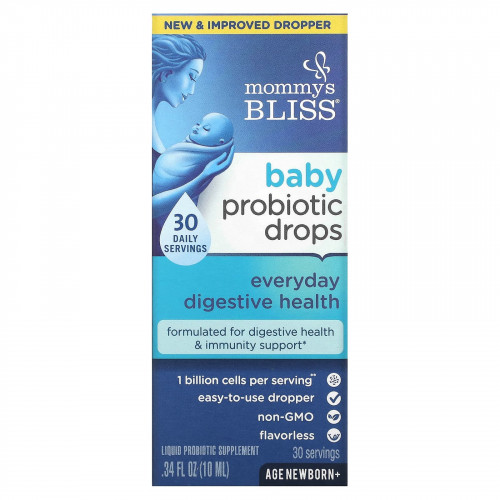 Mommy's Bliss, детские ежедневные капли с пробиотиком для улучшения пищеварения, для новорожденных и старше, 10 мл (0,34 жидк. унции)