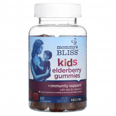 Mommy's Bliss, Kids, жевательные таблетки с бузиной для детей, поддержка иммунитета, 60 жевательных таблеток