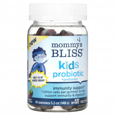 Mommy's Bliss, пробиотик и пребиотик для детей от 2 лет, вкус ягод, 45 жевательных мармеладок
