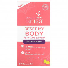 Mommy's Bliss, Reset My Body, послеродовая поддержка, натуральный лимон, 60 жевательных таблеток