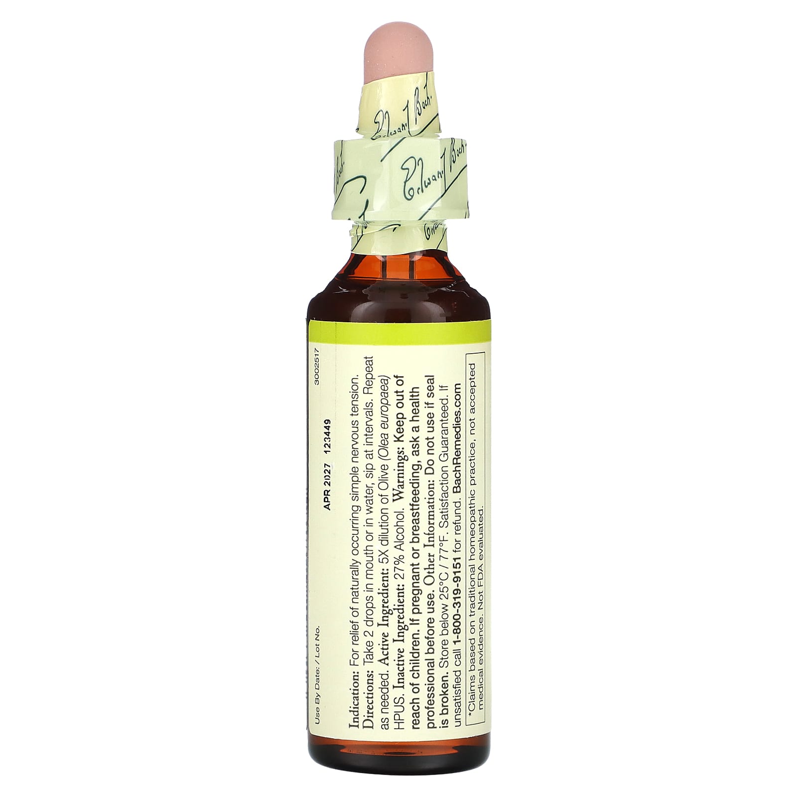 Bach, Original Flower Remedies, с оливковым маслом, 20 мл (0,7 жидк. Унции)