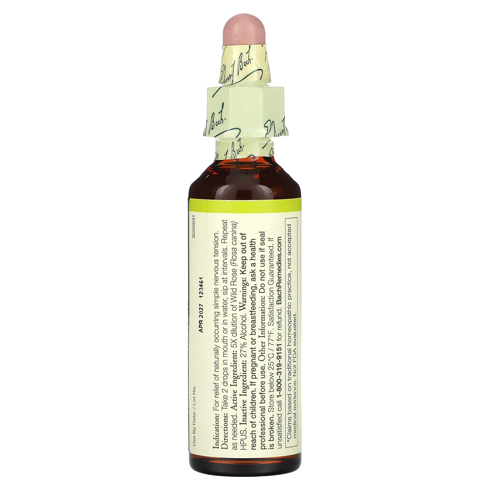 Bach, Original Flower Remedies, дикая роза, 20 мл (0,7 жидк. Унции)