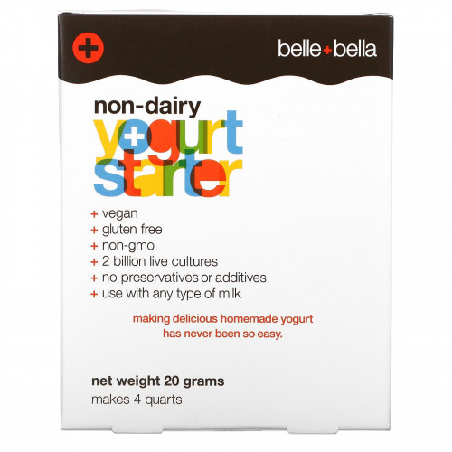 Belle+Bella, Безмолочная закваска для йогурта, 4 пакетика по 5 г