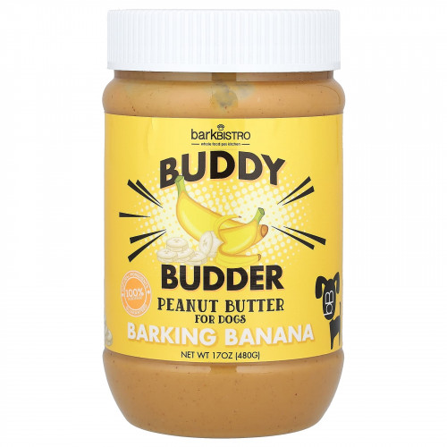 Bark Bistro Company, Buddy Budder, арахисовая паста, для собак, лай банана, 480 г (17 унций)