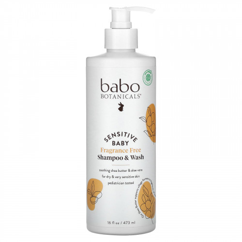 Babo Botanicals, Sensitive Baby, шампунь и гель для душа, не содержит отдушек, 16 ж. унц. (473 мл)