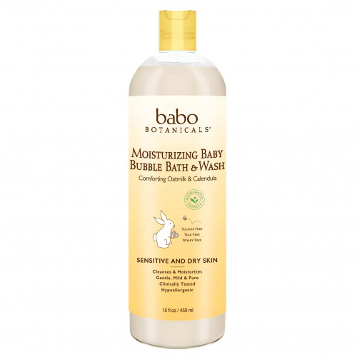 Babo Botanicals, Увлажняющее средство для малышей, пенная ванна и умывание, овсяное молоко с календулой, 450 мл (15 жидк. Унций)