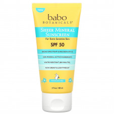 Babo Botanicals, Чистое минеральное солнцезащитное средство, SPF 50, без отдушек, 89 мл (3 жидк. Унции)