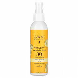 Babo Botanicals, Swim & Sport, солнцезащитный спрей с минералами, SPF 30, 177 мл (6 жидк. Унций)