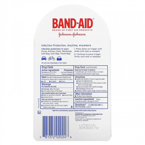 Band Aid, Антисептический очищающий спрей, 7,7 мл (0,26 жидк. Унции)
