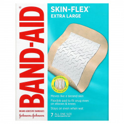 Band Aid, лейкопластыри, эластичные, очень большие, 7 штук