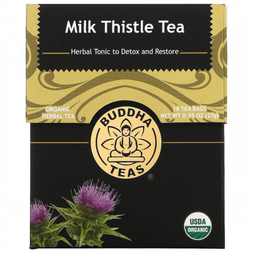 Buddha Teas, Organic Herbal Tea, расторопша, 18 чайных пакетиков, 27 г (0,95 унции)