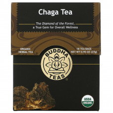 Buddha Teas, Органический травяной чай, гриб чага, 18 чайных пакетиков, 27 г (0,95 унции)