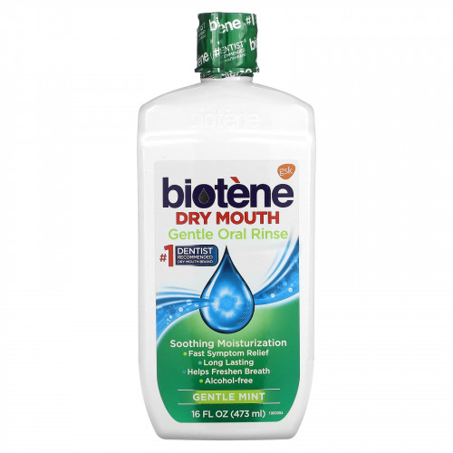 Biotene Dental Products, Dry Mouth, деликатный ополаскиватель для полости рта, «Нежная мята», 473 мл