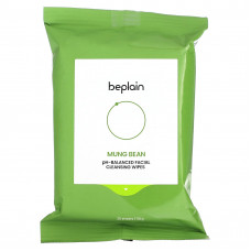Beplain, PH-сбалансированные очищающие салфетки для лица с бобами мунг, 20 шт.