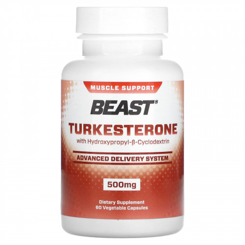 Beast, Туркестерон, с гидроксипропил-ß-циклодекстрином, 500 мг, 60 растительных капсул