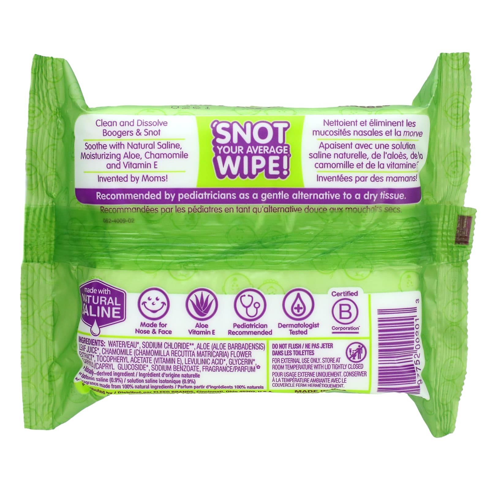 Boogie Wipes, Салфетки с натуральной солью для текущего носа, свежий запах, 30 салфеток