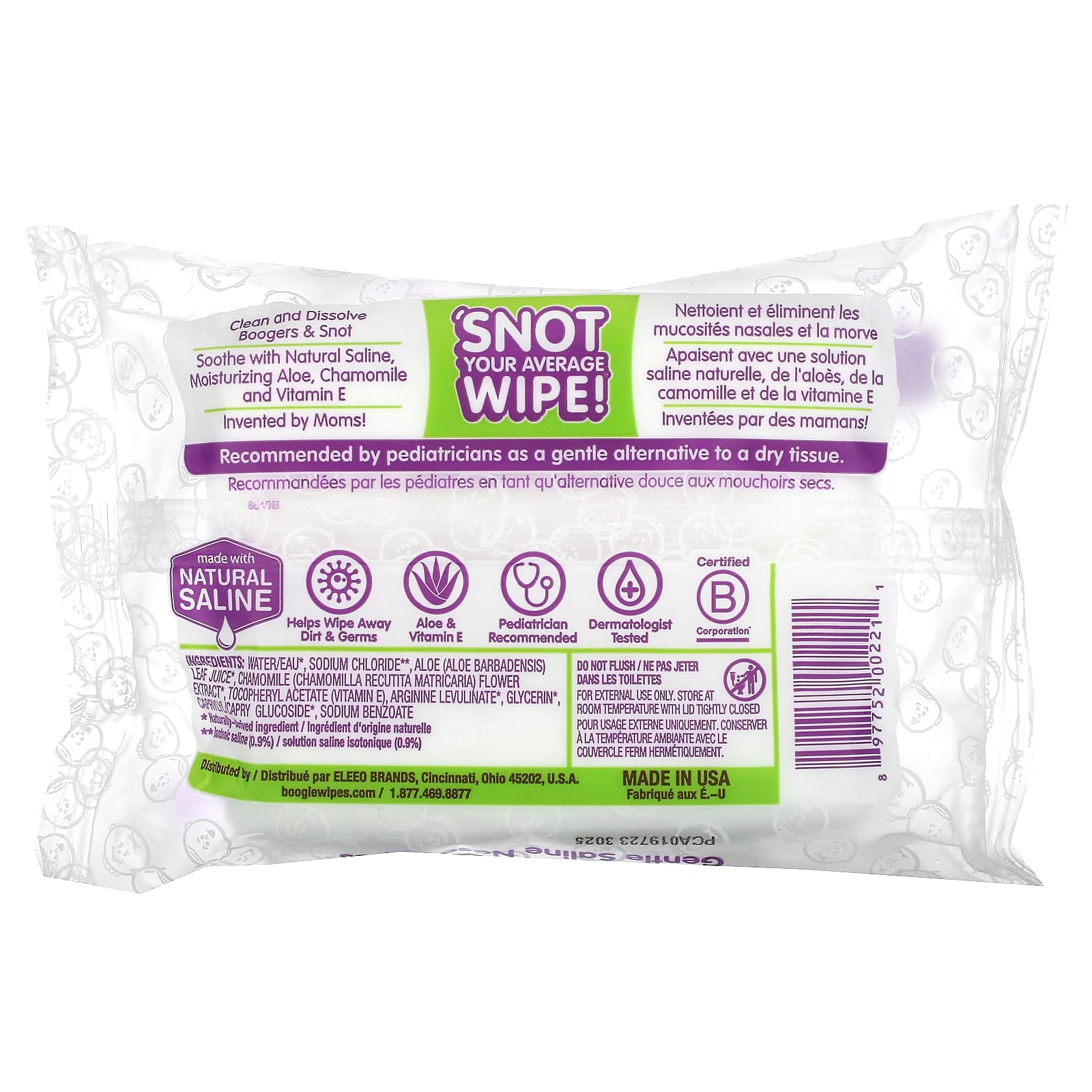 Boogie Wipes, Салфетки для носа с мягким солевым покрытием, без запаха, 30 салфеток