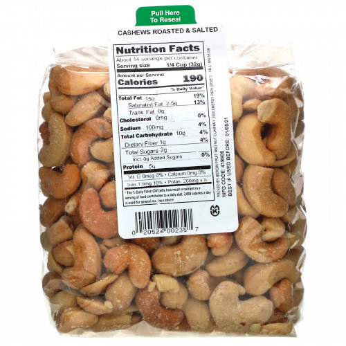 Bergin Fruit and Nut Company, Кешью, обжаренный и соленый, 16 унций (454 г)