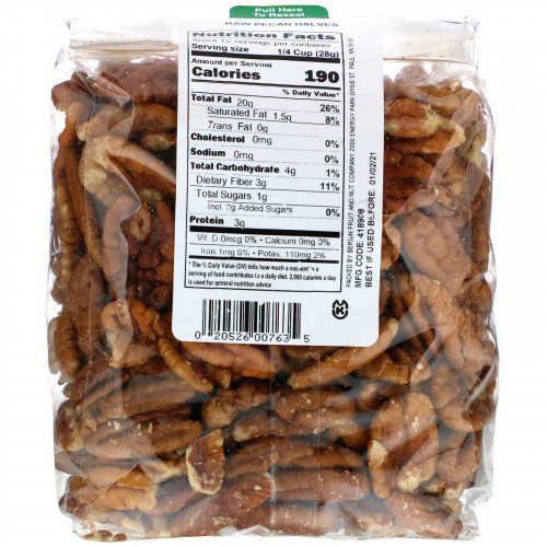 Bergin Fruit and Nut Company, Сырые половинки пекана, 340 г (12 унций)