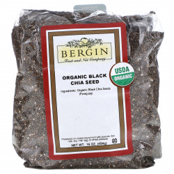 Bergin Fruit and Nut Company, органические черные семена чиа, 454 г (16 унций)