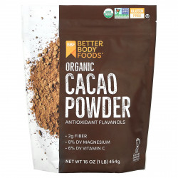 BetterBody Foods, Органический порошок какао, 454 г (1 фунт)