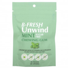 B-Fresh Inc., Unwind, жевательная резинка, без сахара, мята, 25 шт. (50 г)