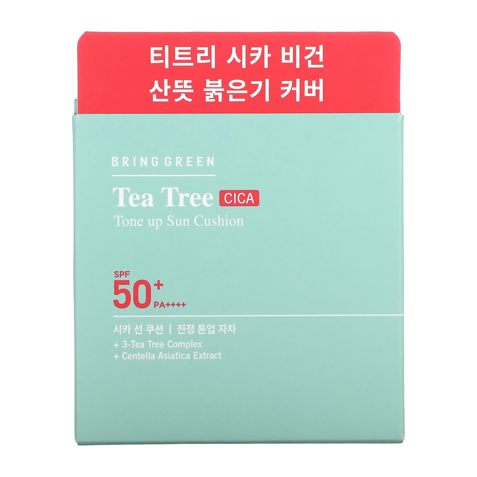 Bringgreen, Tea Tree CICA Tone Up Sun Cushion, SPF 50+ PA ++++, 15 г (0,52 унции)