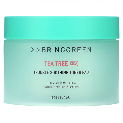 Bringgreen, Tea Tree Cica, успокаивающий тонизирующий диск для проблем, 150 г (5,29 унции)