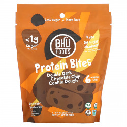 BHU Foods, Protein Bites, двойное тесто для печенья с кусочками темного шоколада, 6 кусочков, 25 г (0,88 унции)