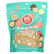 BHU Foods, Protein Bites, тесто для печенья с макадамией и белым шоколадом, 6 кусочков, 25 г (0,88 унции)