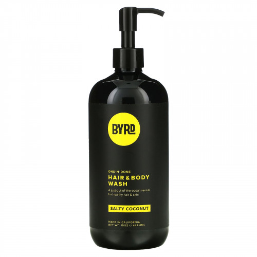 Byrd Hairdo Products, One-N-Done, гель для душа и волос, с соленым кокосом, 443,6 мл (15 унций)