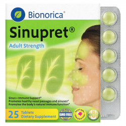 Bionorica, Sinupret, Adult Strength, поддержка здоровья носовых пазух и иммунной системы для взрослых, 25 таблеток