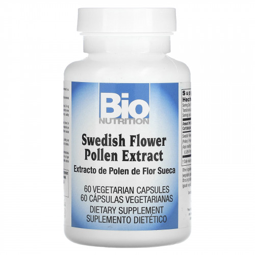 Bio Nutrition, Экстракт шведской цветочной пыльцы, 60 вегетарианских капсул