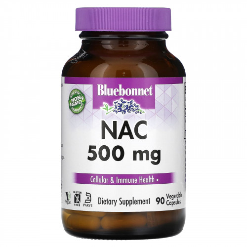 Bluebonnet Nutrition, NAC, 500 мг, 90 растительных капсул