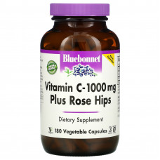 Bluebonnet Nutrition, витамин C с шиповником, 1000 мг, 180 растительных капсул