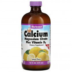 Bluebonnet Nutrition, Liquid Calcium, цитрат магния и витамин D3, натуральный лимон, 472 мл (16 жидк. Унций)