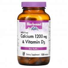 Bluebonnet Nutrition, Кальций без молока, 600 мг, 120 мягких таблеток