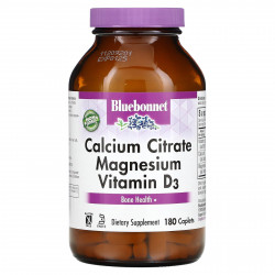 Bluebonnet Nutrition, Цитрат кальция с магнием и витамином D3, 180 капсул