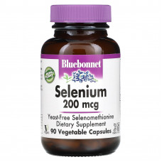 Bluebonnet Nutrition, Селен, бездрожжевой селенометионин, 200 мкг, 90 растительных капсул