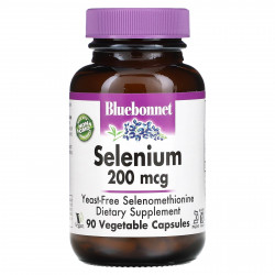 Bluebonnet Nutrition, Селен, бездрожжевой селенометионин, 200 мкг, 90 растительных капсул