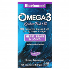 Bluebonnet Nutrition, Кошерный рыбий жир с омега-3, 120 вегетарианских капсул