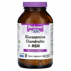 Bluebonnet Nutrition, глюкозамин, хондроитин и МСМ, 180 вегетарианских капсул