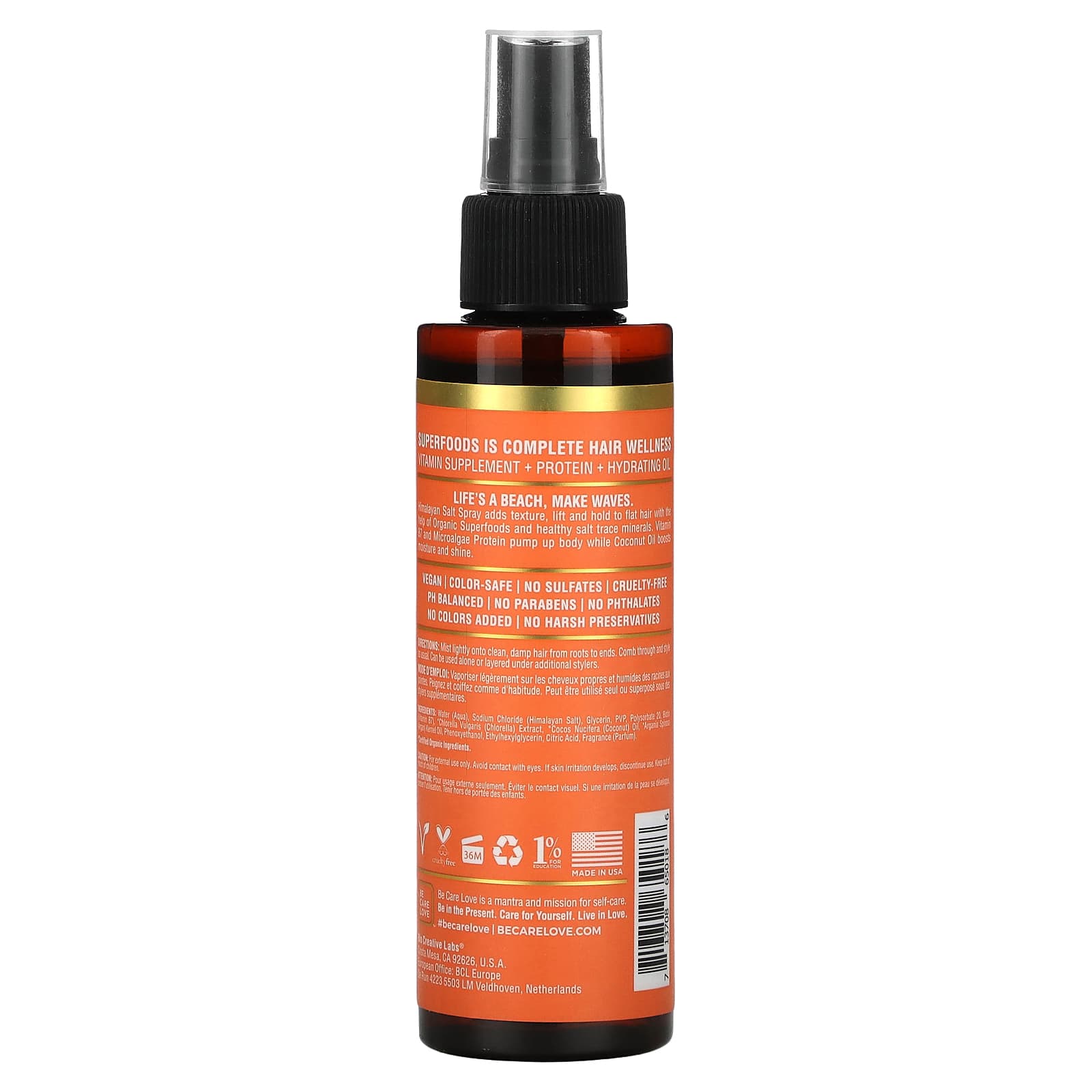 Be Care Love, Make Waves Texture Spray, гималайская соль, 147 мл (5 жидк. Унций)