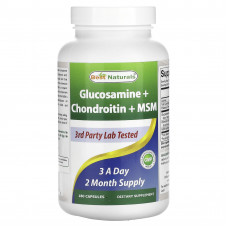 Best Naturals, Глюкозамин + хондроитин + МСМ, 180 капсул