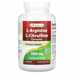 Best Naturals, L-аргинин, комплекс L-цитруллина, 1000 мг, 250 таблеток