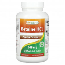 Best Naturals, Бетаина гидрохлорид, 648 мг, 250 капсул