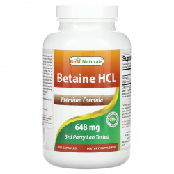 Best Naturals, Бетаина гидрохлорид, 648 мг, 250 капсул