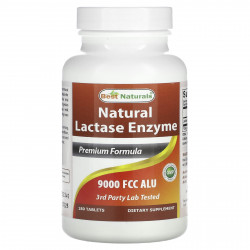 Best Naturals, Натуральный фермент лактаза, 9000 FCC ALU, 180 таблеток