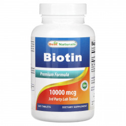 Best Naturals, Биотин, 10 000 мкг, 365 таблеток